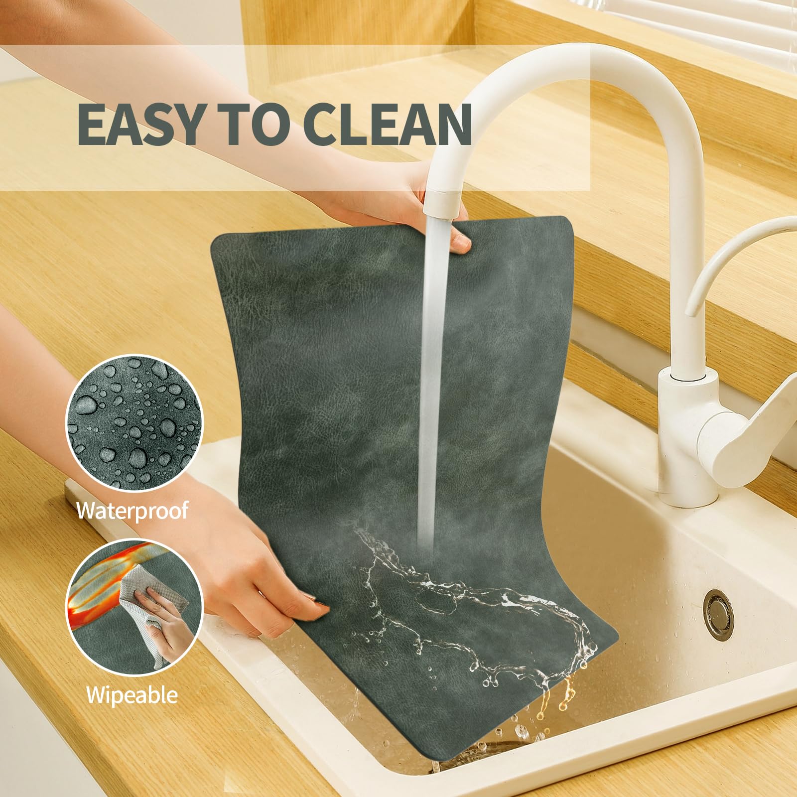 Placemats Set of 6, PU Leather Table Mats Heat Resistant Washable Non-Slip Place Mats - Image 4