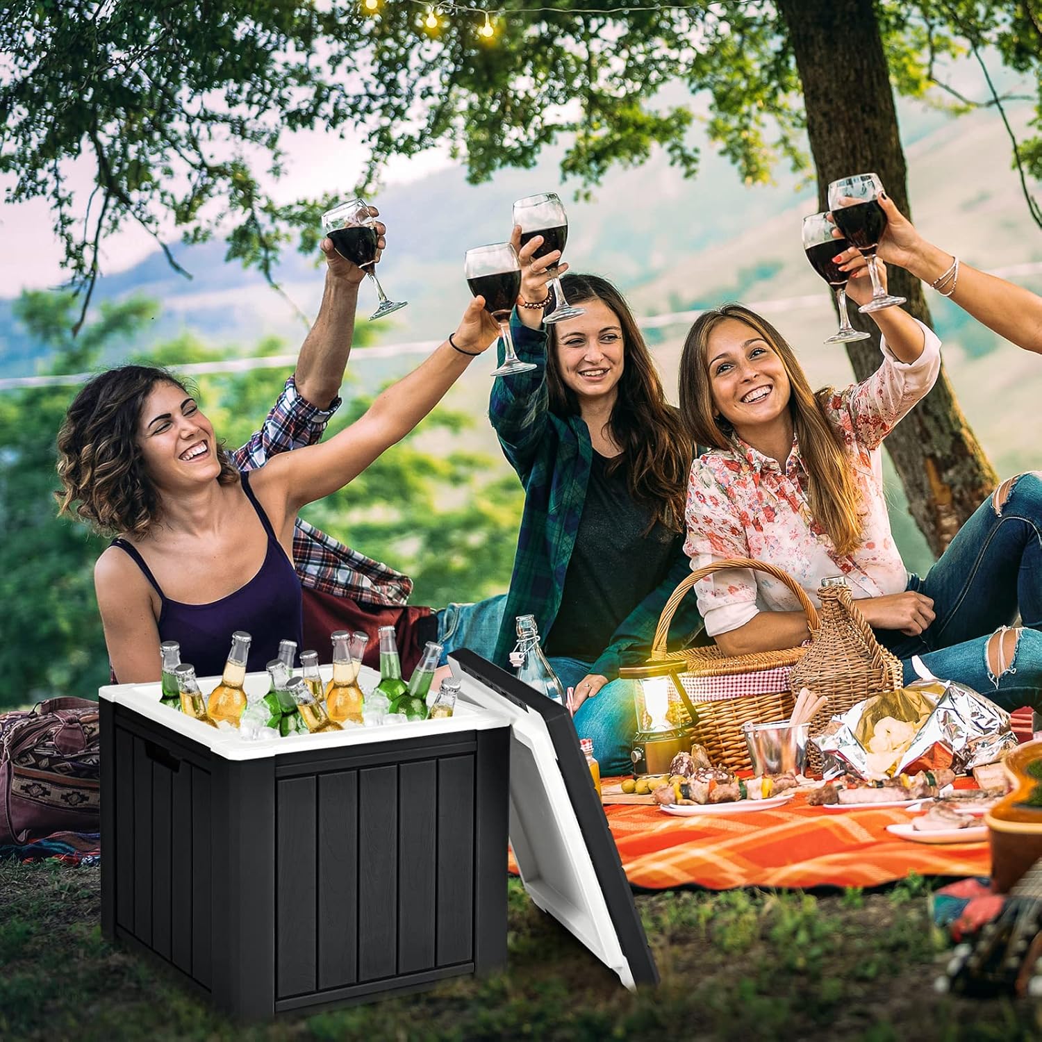 GYMAX Camping Cooler, Insulated 40 Qt Heavy Duty Ice Chest with Built-in Handles and Detachable Lid, Keeps Ice for 24H, Multifunctional for Beach, Picnic, Camping Outdoors