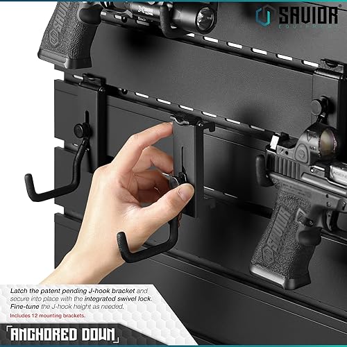 Miniatura 3 de Savior Equipment Sistema de estante de pared de acero resistente para rifle táctico, carabina, escopeta para almacenamiento de pistola, soporte de