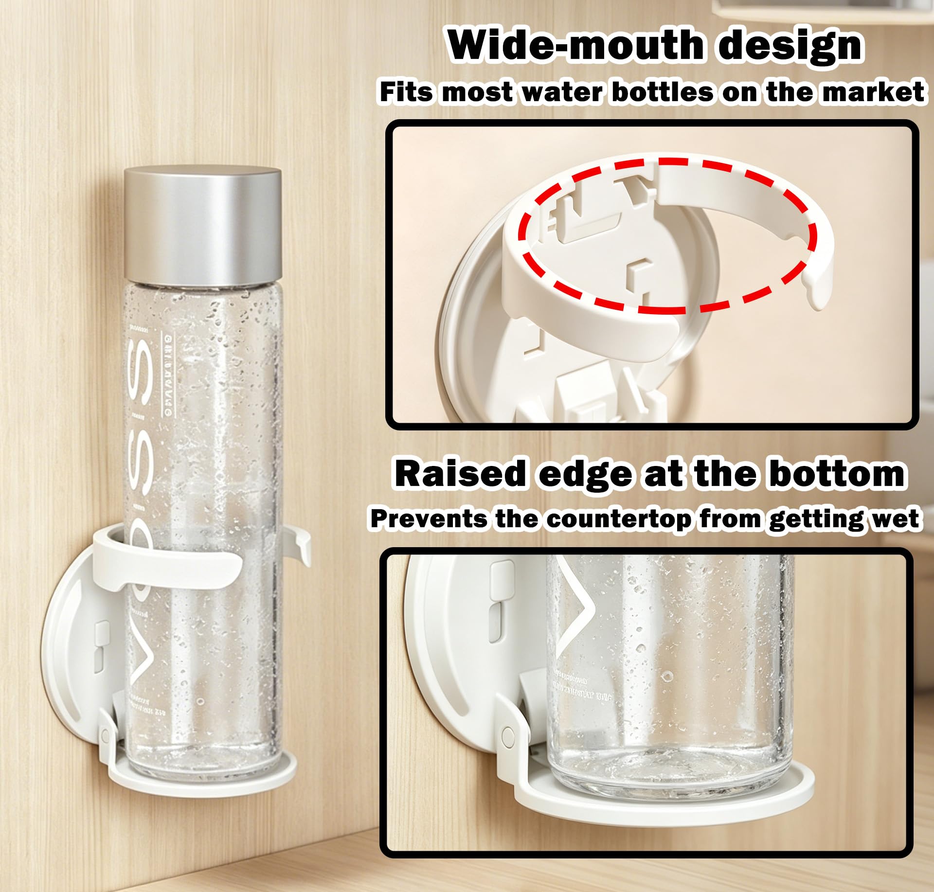 3 Piezas Soporte Plegable para Bebidas, Pared Sin Taladrar (Blanco)