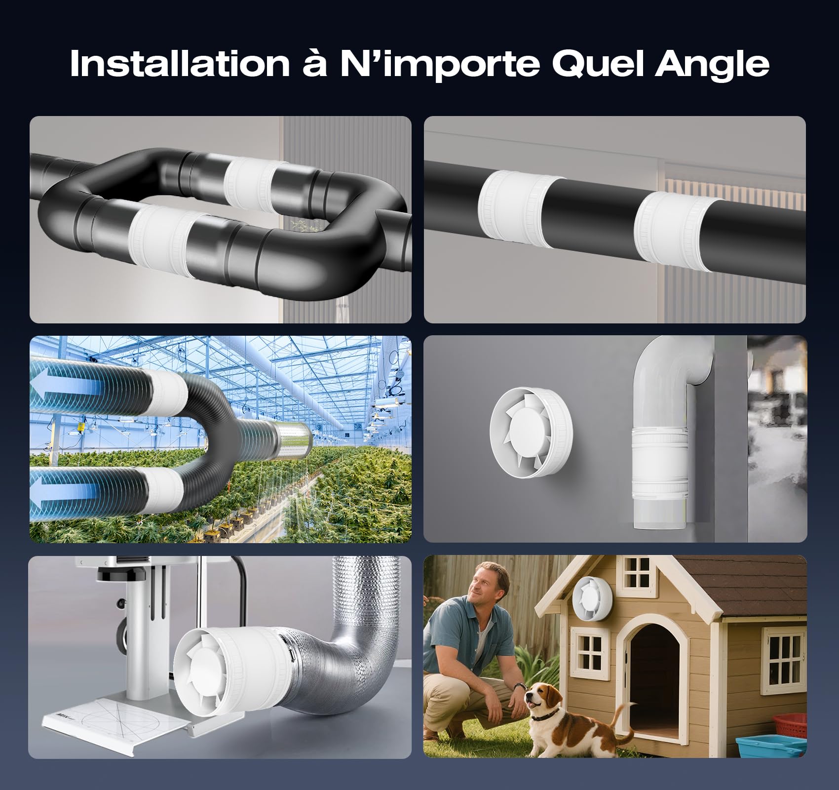 Ventilateur de Conduit Bidirectionnel, 6 Vitesses, Télécommande – Ventilateur Silencieux Puissant avec Protection Contre la Surchauffe, VMC Salle de Bain WC Serre Tente, Extracteur d'air 100mm