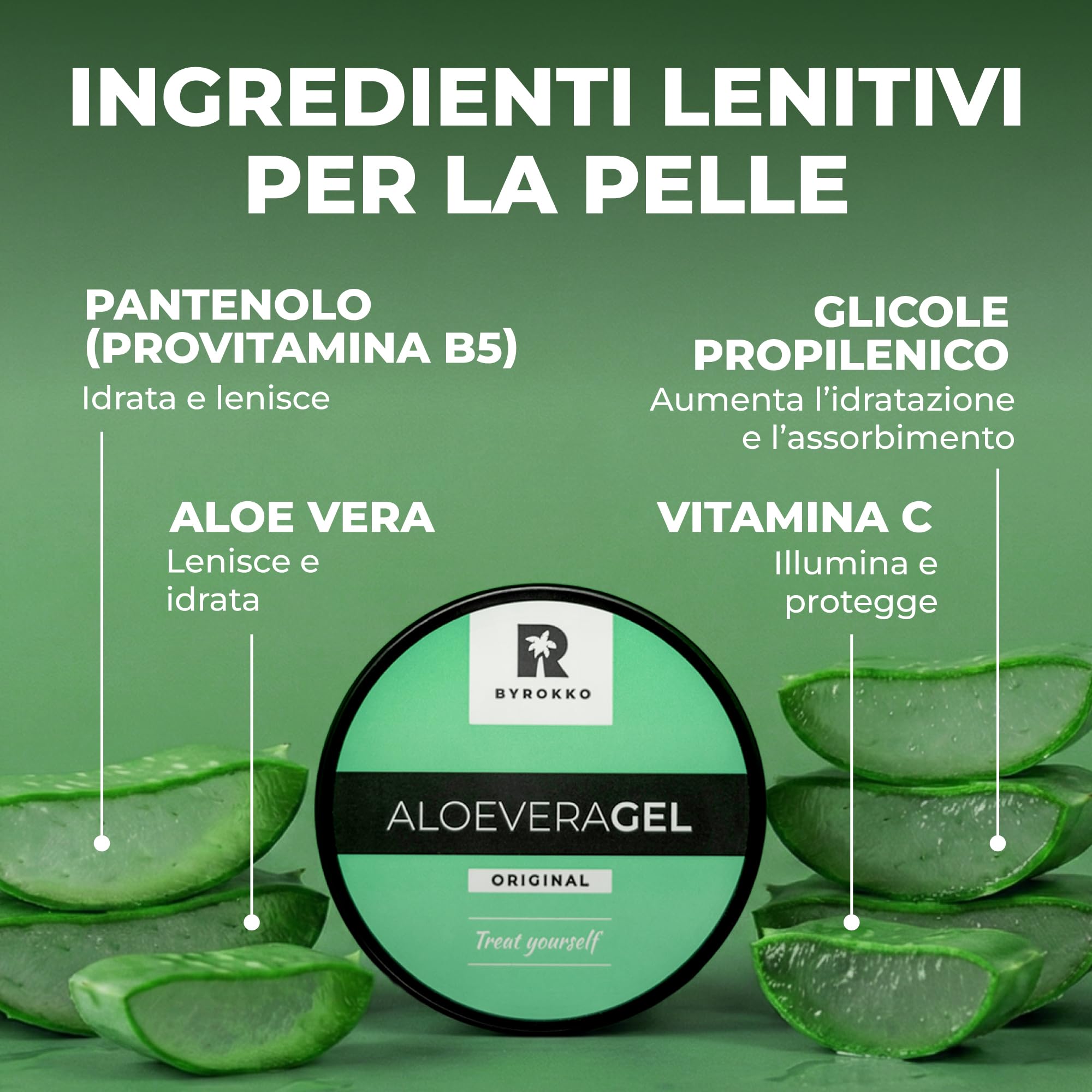 BYROKKO Gel di aloe vera (215 ml), ad assorbimento rapido e rinfrescante, idrata intensamente, rigenera e previene il peeling, cura naturale dopo-sun