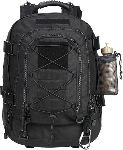 Miniatura 3 de Mochila táctica grande para hombre, mochila militar con sistema de bricolaje para viajes, trabajo, campamento, caza, senderismo, deportes, Negro -,