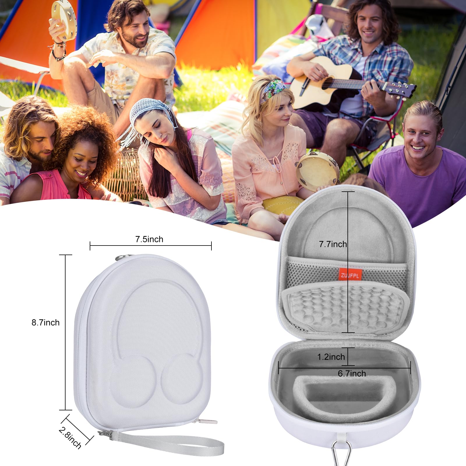 Funda rígida EVA para auriculares inalámbricos Sony WH-CH510/WH-CH520 con cancelación de ruido, bolsa de almacenamiento protectora de viaje premium (blanco)
