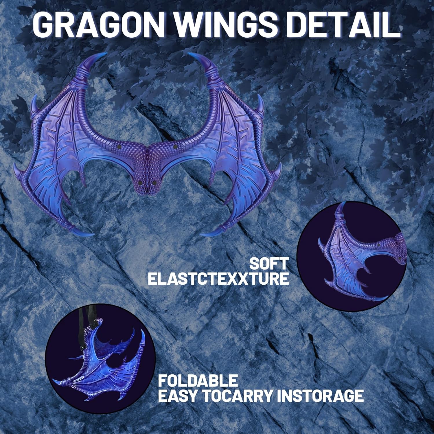 HyperFun Dragon Wings Costume for Kids Dinosaur Tail Mask Set, Cool Halloween Cosplay Dragon Costume Mask for Children Boys - Image 5