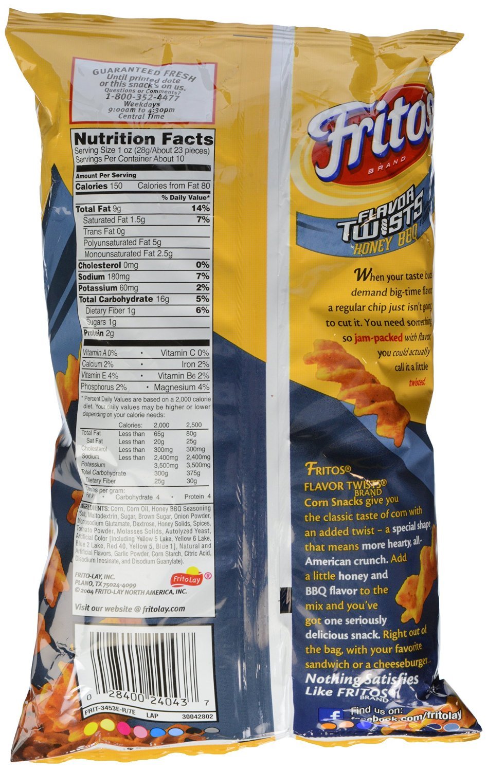 9.75oz Fritos Flavor Twists Honey BBQ Corn Snacks (Pack of 4)