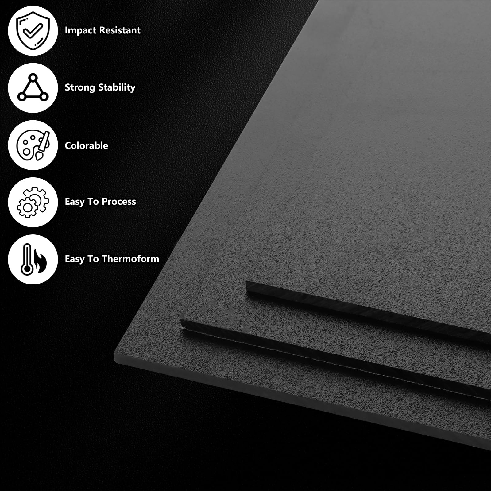 Set di 4 lastre in plastica ABS, 20 x 30 cm, lastra in plastica nera, 5 mm, per decorazione della casa, modellismo, artigianato, parafango