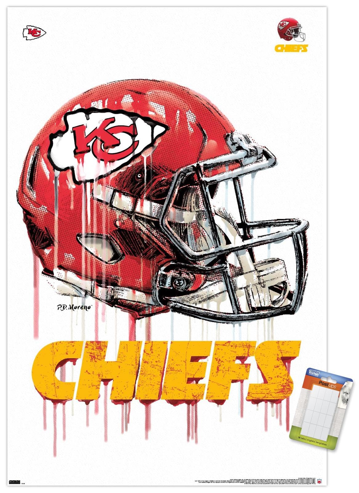 Trends International NFL Kansas City Chiefs - Drip Helmet 20 Wall Poster, 14.725" x 22.375", Premium Poster & Mount Bundle