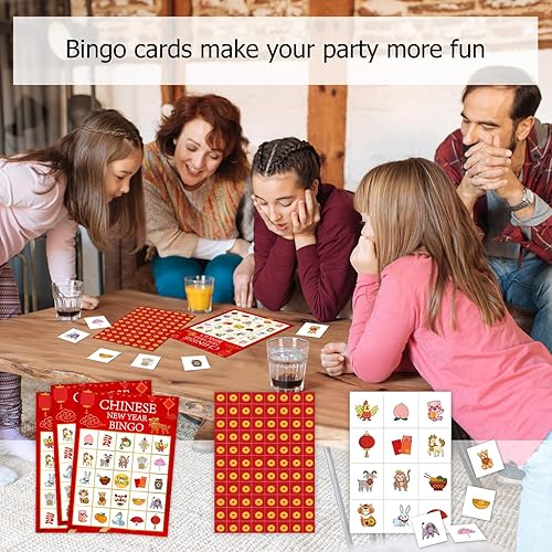 Miniatura 4 de Ziyouza Bingo chino de Año Nuevo  Juegos de bingo de Año Nuevo Lunar, Festival de Primavera, 24 jugadores Juegos de bingo para fiesta familiar,