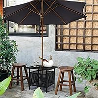 Vista 5 de VINGLI Mesa auxiliar para exteriores con agujero para sombrilla de 1.57 pulgadas, mesa auxiliar de metal para patio, mesa auxiliar para jardín