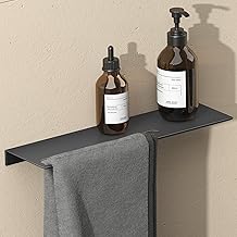 doporro Wall Mounted Shower Caddy with Towel Rack Shower Shelf Black Matt Aluminium Toilet Organizer 40cm for Bathroom Kitchen Reglo-06