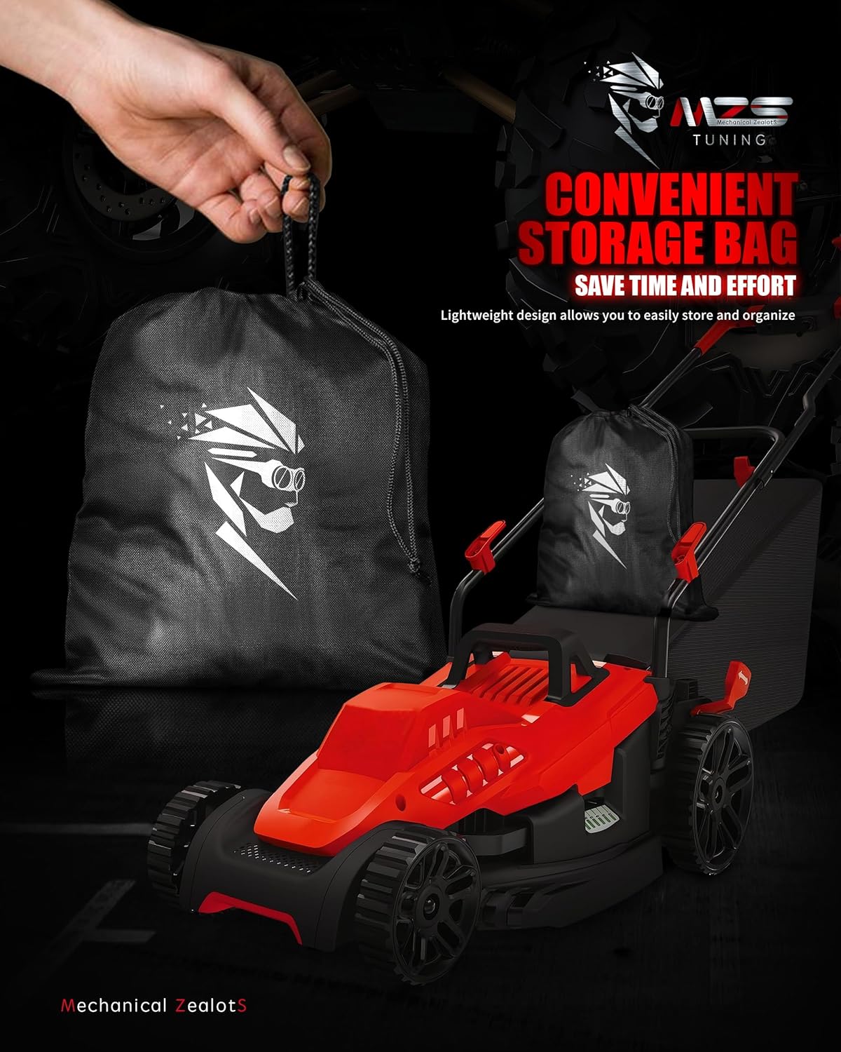 MZS Lawn Mower Cover, Heavy Duty Push Mower Cover Storage Bag with Zipper, Waterproof Lawnmower Covers for Outdoor UV Protection Universal fit Walk Behind Lawnmower