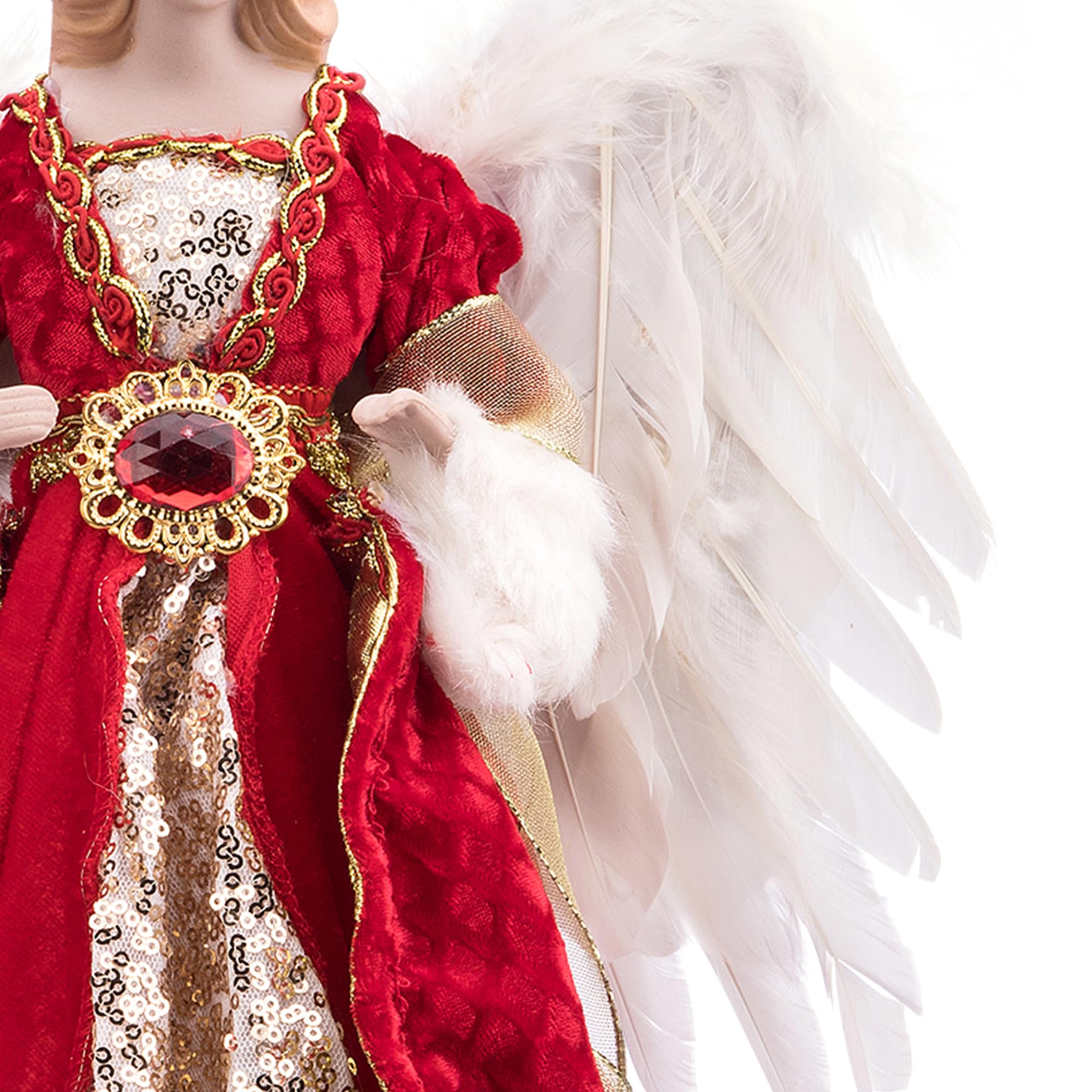 Redrubbit 16 inches Christmas Angel Tree Topper with Feather Wings in  Luxury Red Velvet Sequin Dress, Christmas Treetop Flying Angel Winged Diva  Fairy Goddess Figurine Holiday Ornament : Amazon.ca: Home
