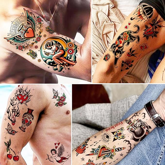 🔥 Traditional Tattoo Arm: Tazimi Classic Temporary Tattoos 🔥
