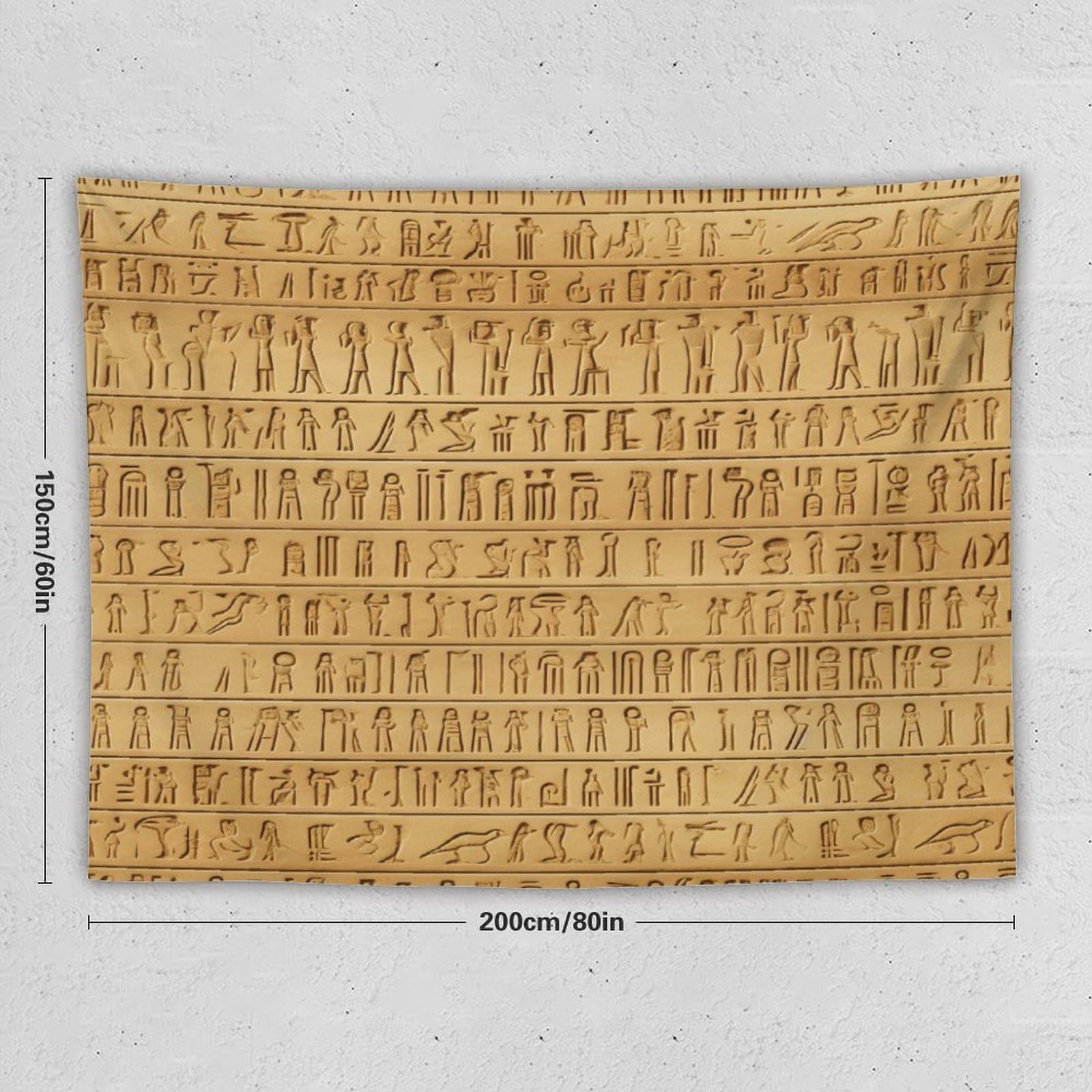 Tenture Murale Hiéroglyphes égyptiens – 130x150 Cm, Polyester, Décoration Salon/chambre