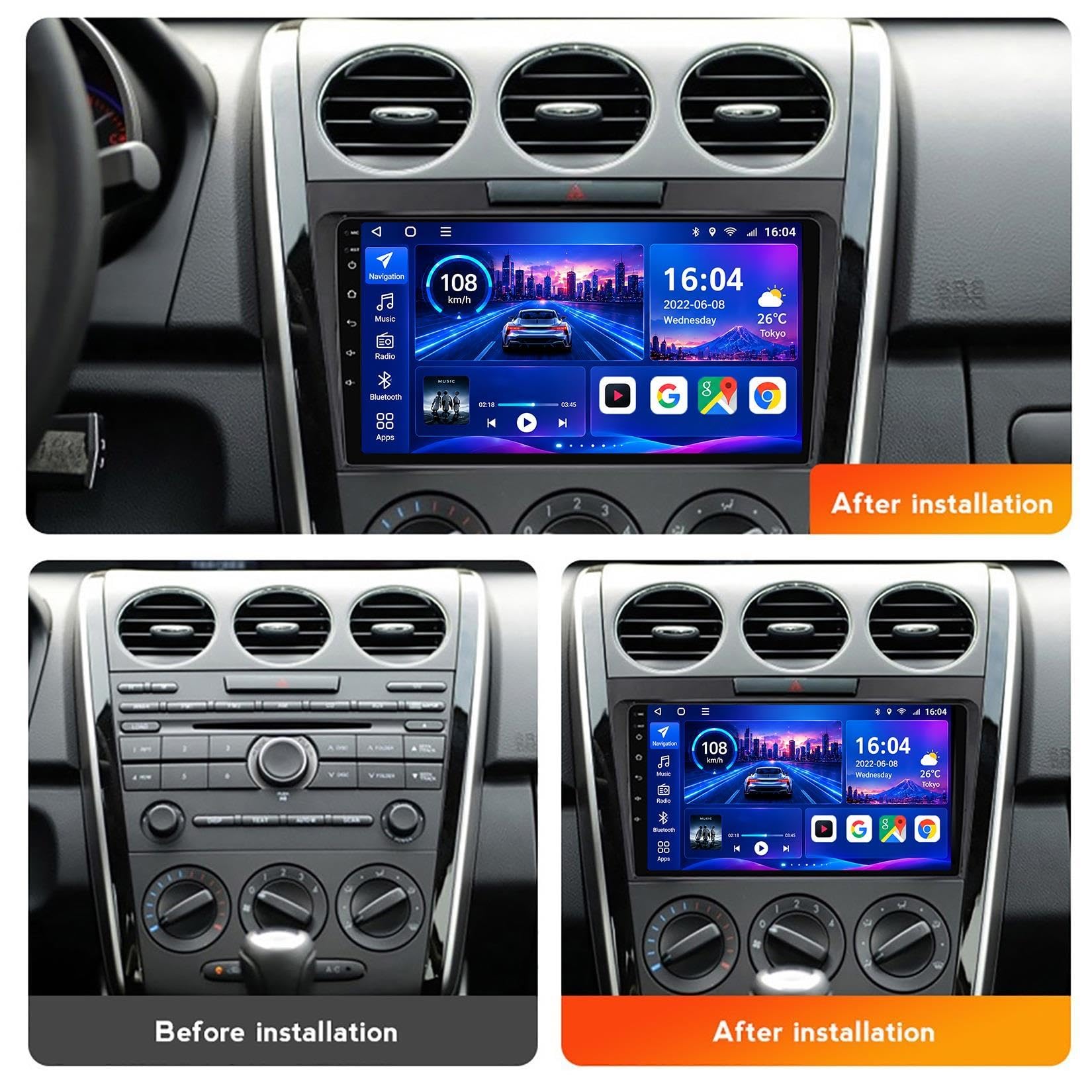 Android 12 Autoradio Per Mazda CX-7 2008-2015 9 Pollici IPS Touchscreen Con Carplay Android Auto DSP BT 5.0 MirrorLink Hi-Fi DAB RDS GPS Navigazione SWC Telecamera Posteriore(M700S)