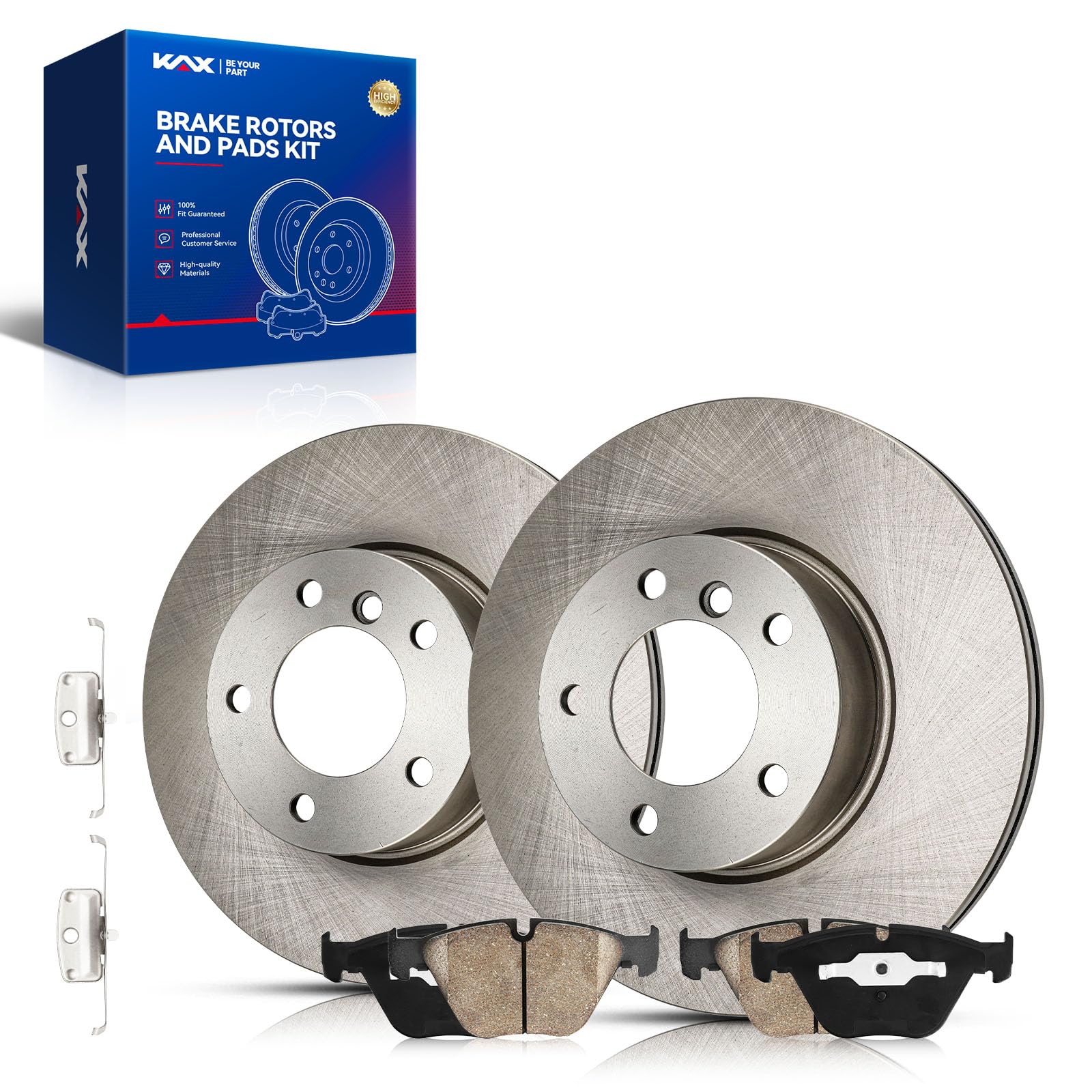 KAX Front Brake Kit, OE Brake Rotors and Ceramic Brake Pads | Fits BMW 328i 2010-2011, BMW 328i xDrive 2010-2012, BMW X1 2013-2015 2.0T, BMW 328i 2012-2013 3.0L, BMW 328i xDrive 2013 3.0L