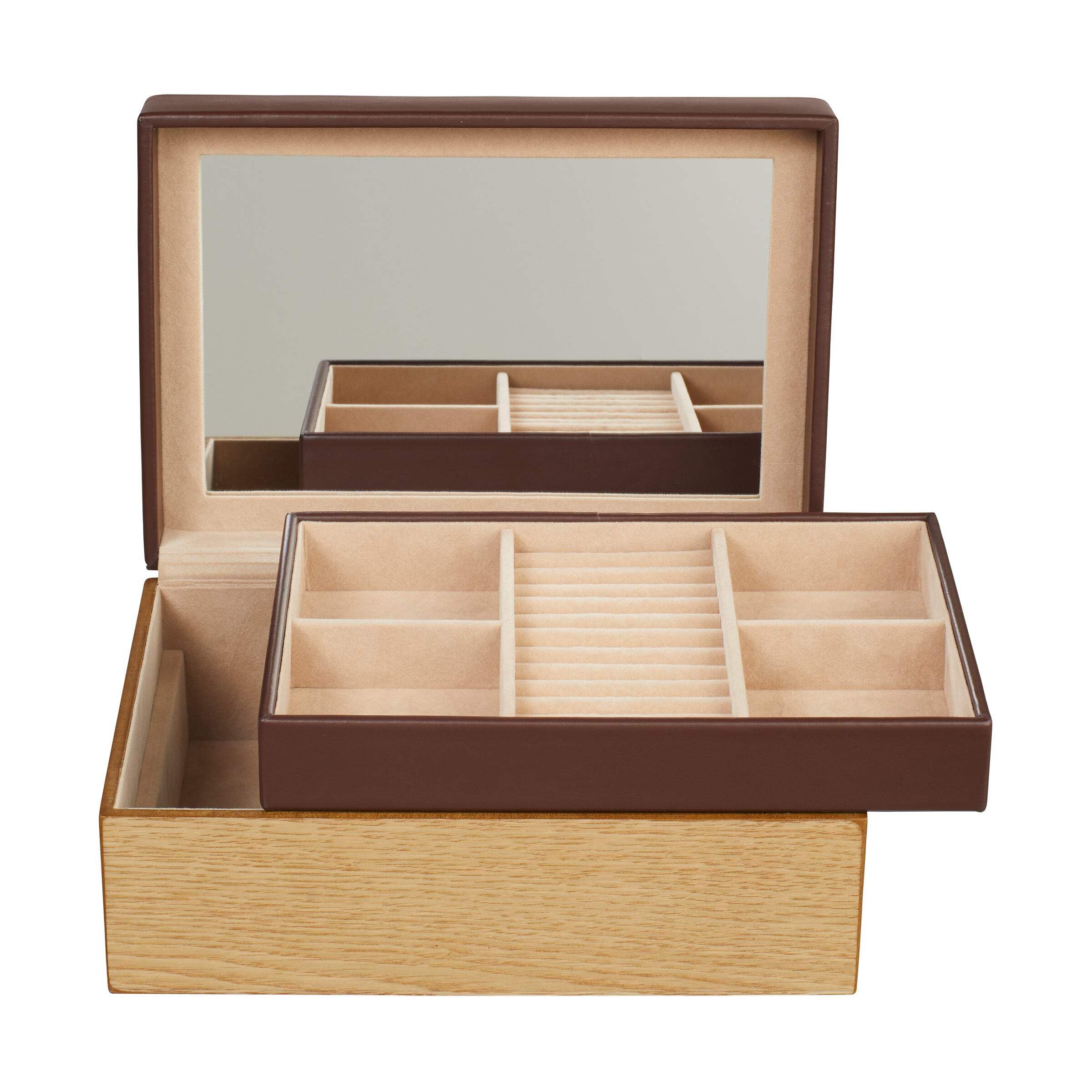 Coffret à bijoux cuir WINDROSE wood 18 cm : sublimez votre coiffeuse au quotidien