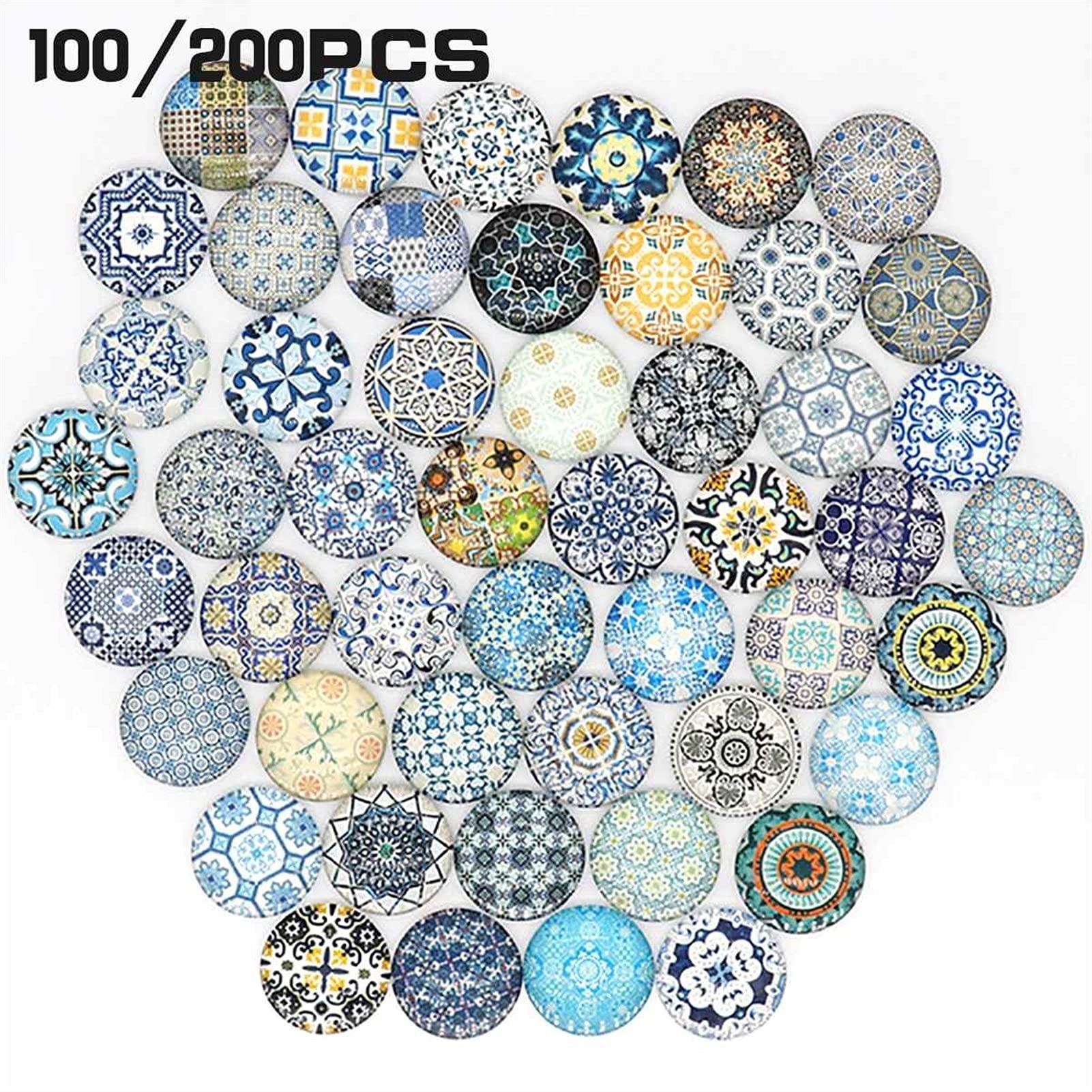10 mm okrągłe wielokolorowe szklane mozaiki do majsterkowania, opakowanie 100 lub 200 sztuk(B,100PCS)