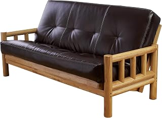 Chalet hardwood futon frame and leather Java innerspring mattress