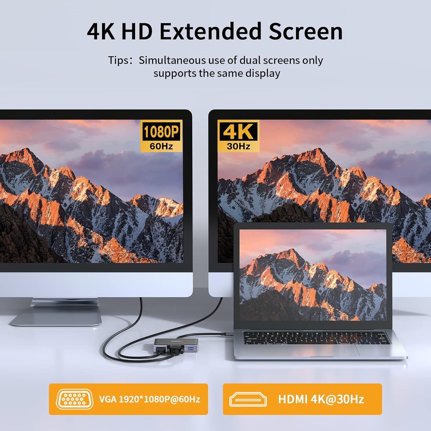 USB C to HDMI VGA Adapter, 7 in 1 USB C Hub MultiPort Adapter with 4K HDMI/VGA, 100W PD, USB-A 3.0, Audio/Mic, SD/TF for Dell/HP/Lenovo/MacBook Pro Laptop