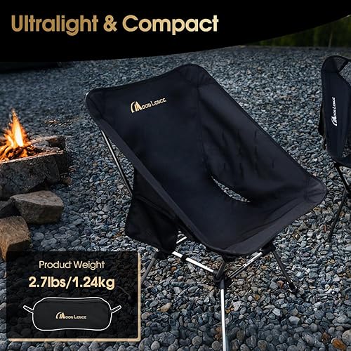 Miniatura 3 de MOON LENCE Silla de camping portátil Plus, comodidad y tamaño mejorados, compacta y ligera, silla plegable para mochilero y senderismo, capacidad de