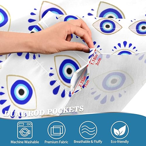 Miniatura 3 de Cortina para ventana de protact-mal de ojo turco de 54 x 18 pulgadas, cortina corta para ventanas de cocina, baño, sala de estar, dormitorio