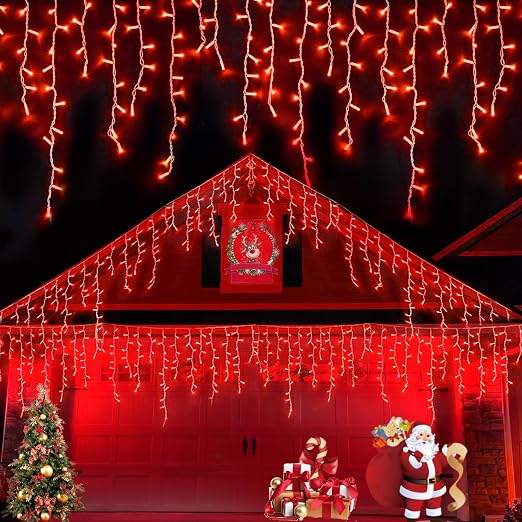 YEGUO Icicle Lights for Outside, 66ft 800LED Red Halloween