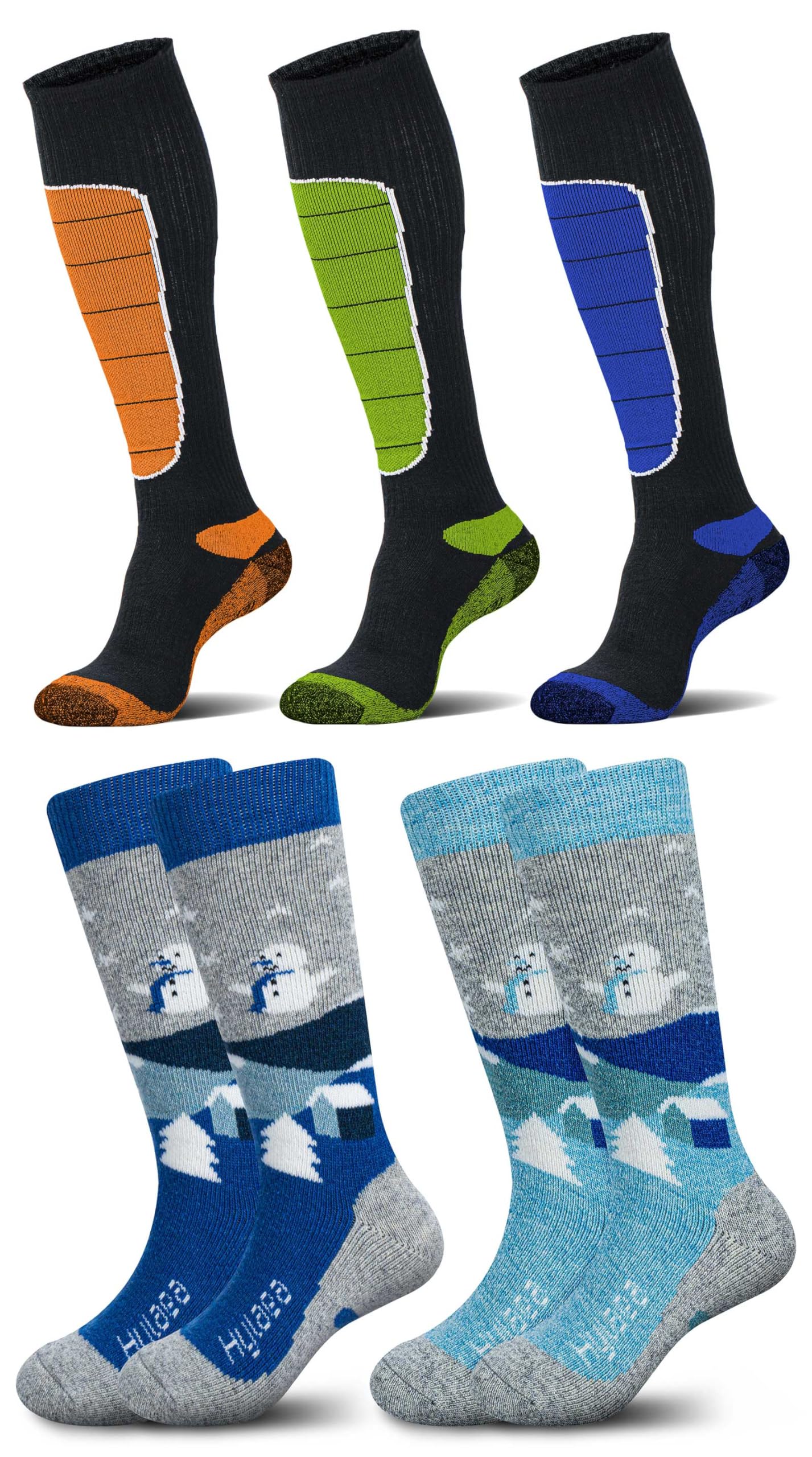 HylaeaMerino Wool Ski Socks for Adult and Kids, Baby Size Small, Adult Size Large