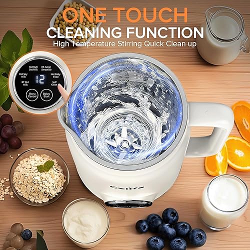 Miniatura 5 de Licuadora 10 en 1 para fabricar leche de nueces, máquina casera de leche de nuez de 20 onzas (20.3 fl oz), almendras, soja, avena, jugo, batidos,