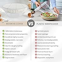 Vista 5 de Nectar & Nest Fundas reutilizables para cuencos para fermentar pan (2 grandes) - Fundas para cuencos de cera de abejas reutilizables, 100% algodón