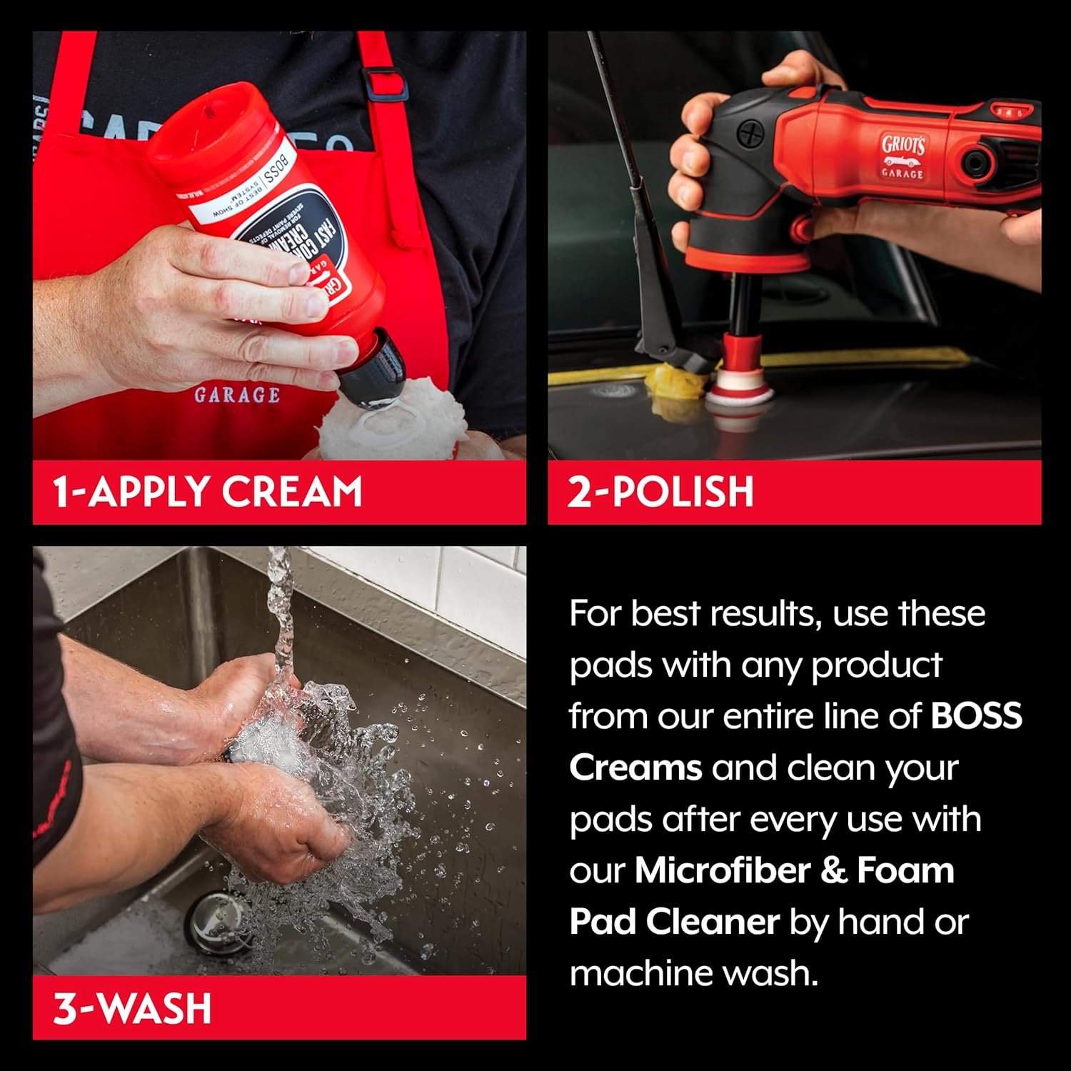 Griot's Garage BOSS 1” Microfiber Pads for Car Polishing and Detailing, Buffing Pads for Moderate and Severe Scratch Removal, Set of 6