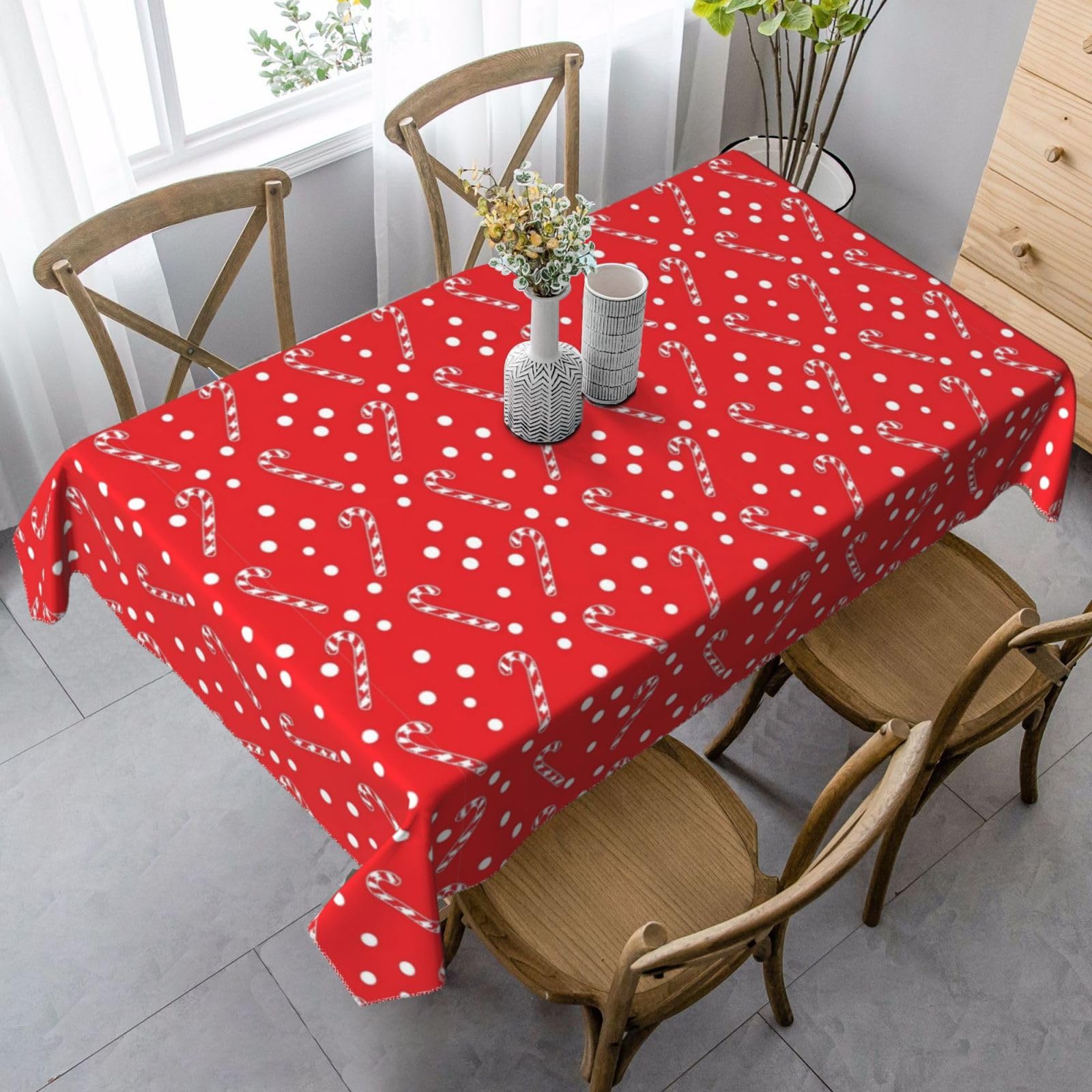 Nappe de Noël infroissable rouge bonbon nappe de table imperméable