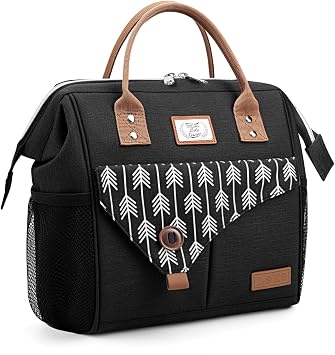 Lekesky Insulated Lunch Bag Portable Lunch Box-11L, Black