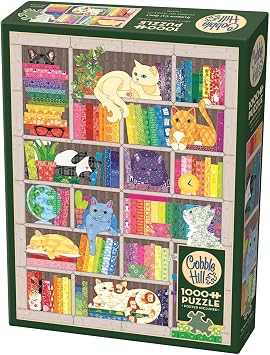 Cobble Hill 1000 Piece Puzzle - Rainbow Cat Quilt - Sample Poster Included