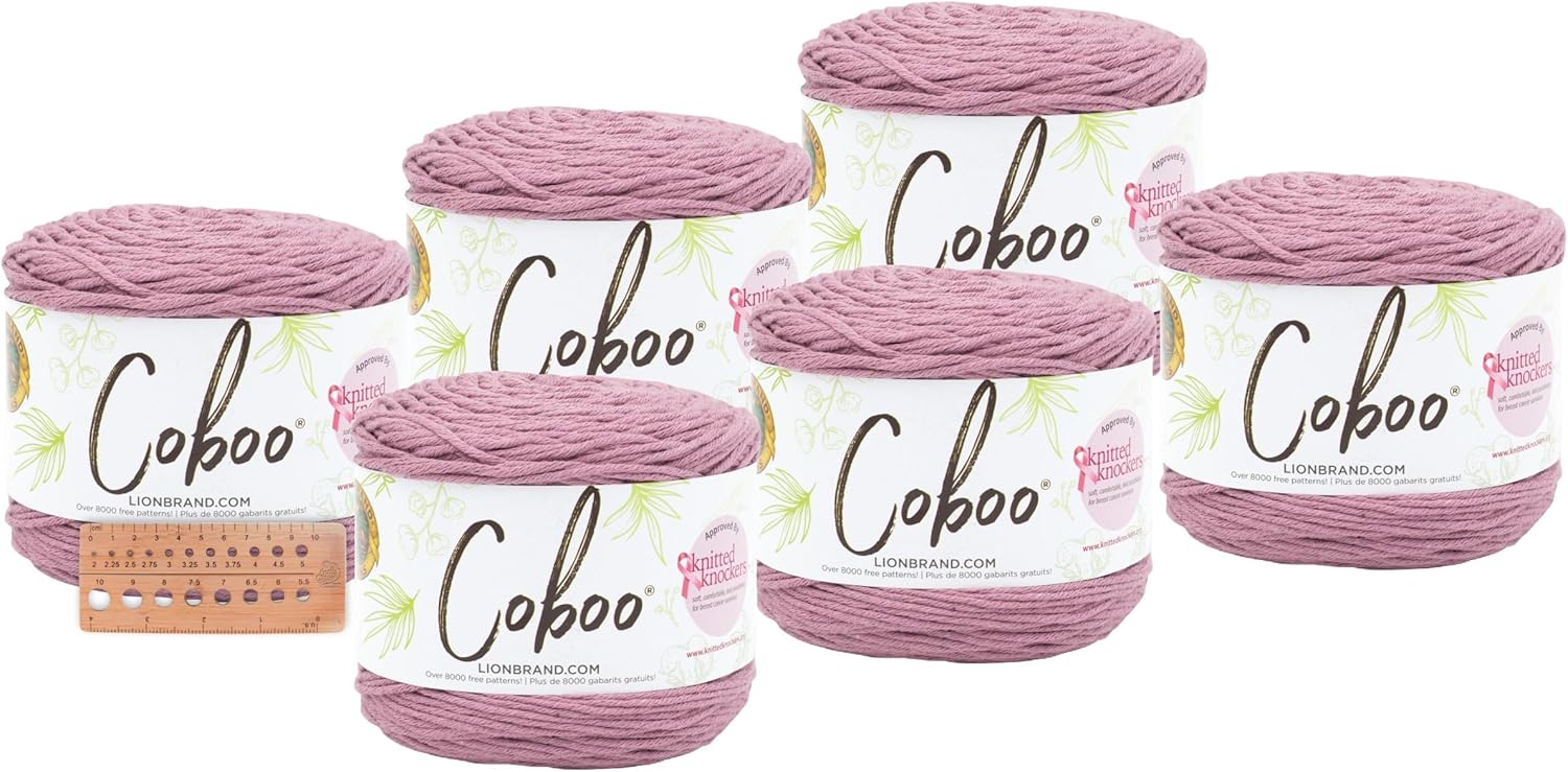 Lion Brand Yarn Coboo 6 Pack with Needle Gauge (Plume)