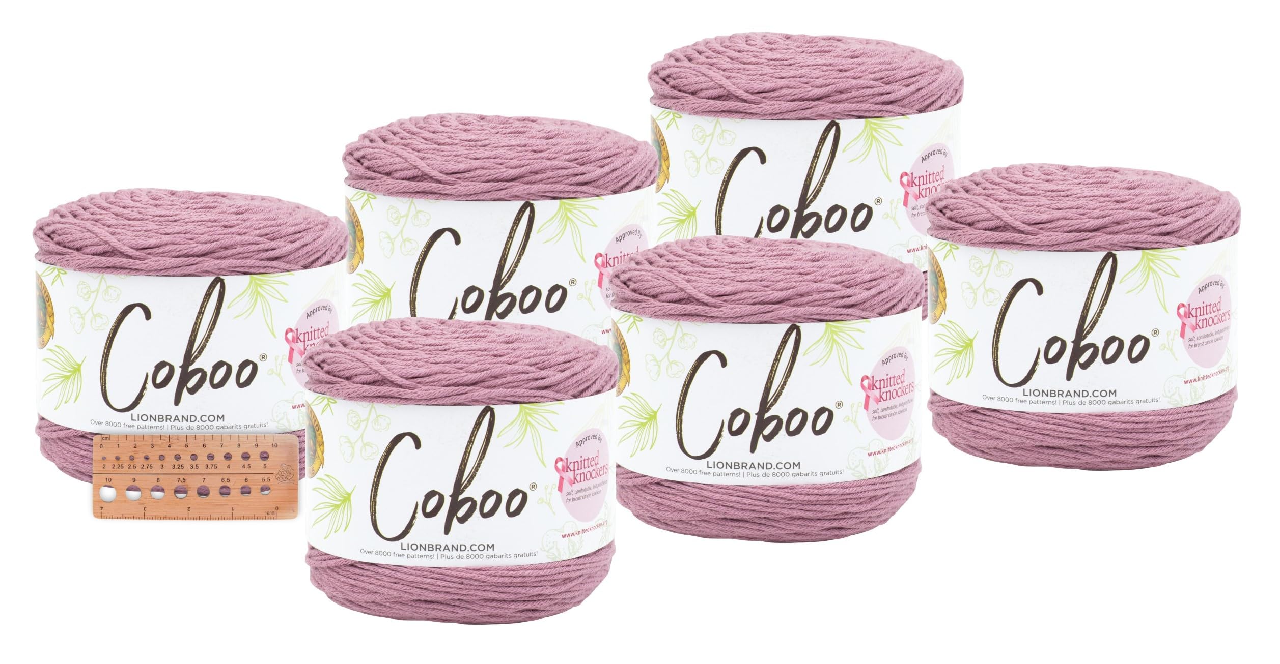Lion Brand Yarn - Coboo 6 Pack with Needle Gauge (Plume)
