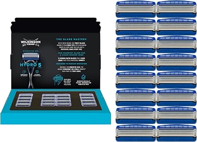 Wilkinson Sword Hydro 5 Men’s Razor, Great Addition to Wash Bags for Men’s Grooming, Great Shavers for Routine Shaving, 16 Refill Razor Blades Pack