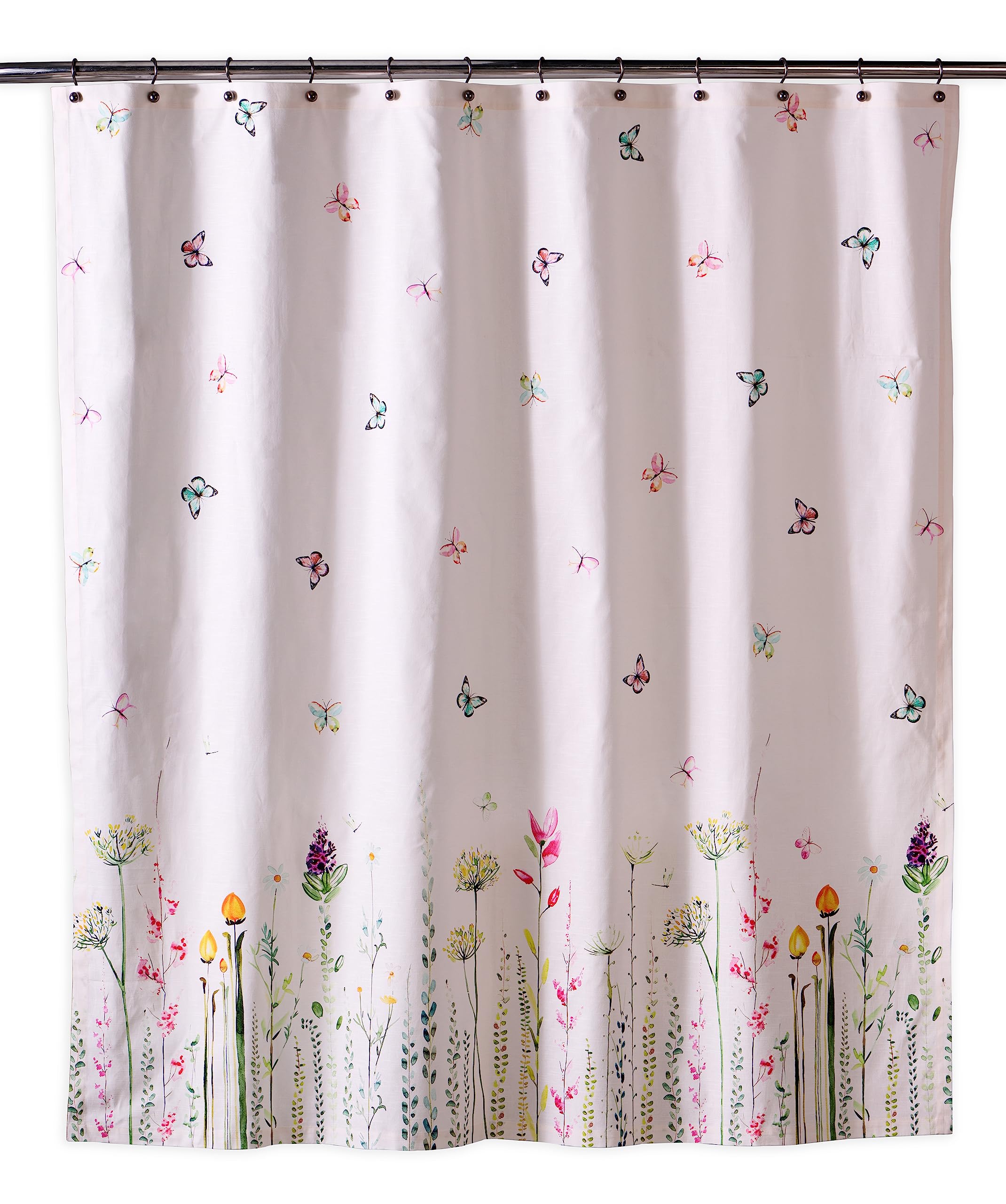 Maison d' Hermine Shower Curtain 100% Cotton One Panel 70"x72" Washable Fabric Shower Curtains for Bathroom, Easy Hanging with 12 Button Holes - Home, Farmhouse, Hotel, Spa (Botanical Fresh)