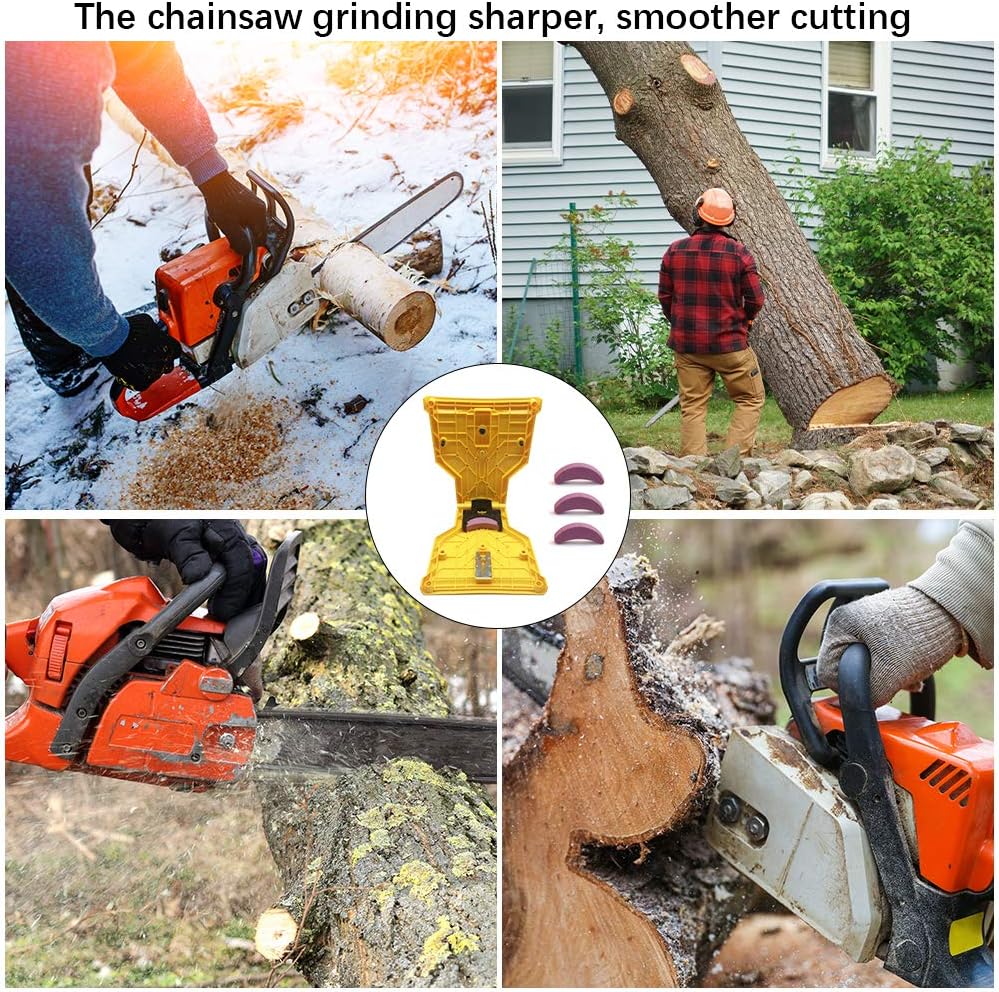 LiL DiHo Chainsaw Sharpener, The Second Generation New Portable Chain Saw Blade Teeth Sharpener Work Sharp Fast-SharpeningStone Grinder Tools Suitable (Yellow)