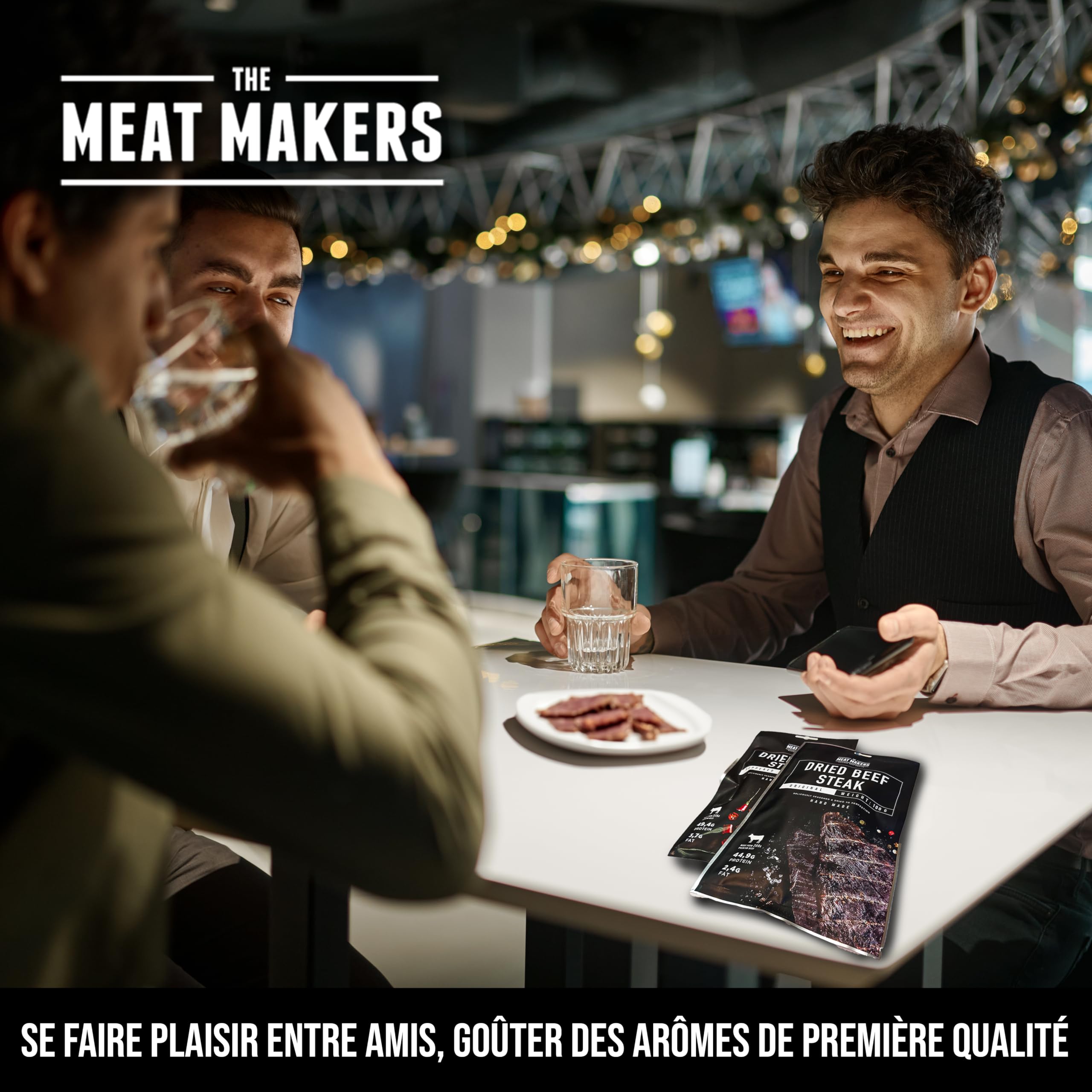 The Meat Makers Peppered Dried Beef Jerky Steak 200g - viande séchée de bœuf séché peppered steak séché de bœuf séché pour les personnes collation à la viande séchée
