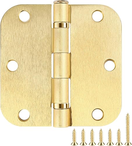 Vista 14 de Paquete de 48 bisagras para puerta interior, redondeadas, radio de 5/8", residencial, hierro satinado, herrajes para puertas individuales, dobles