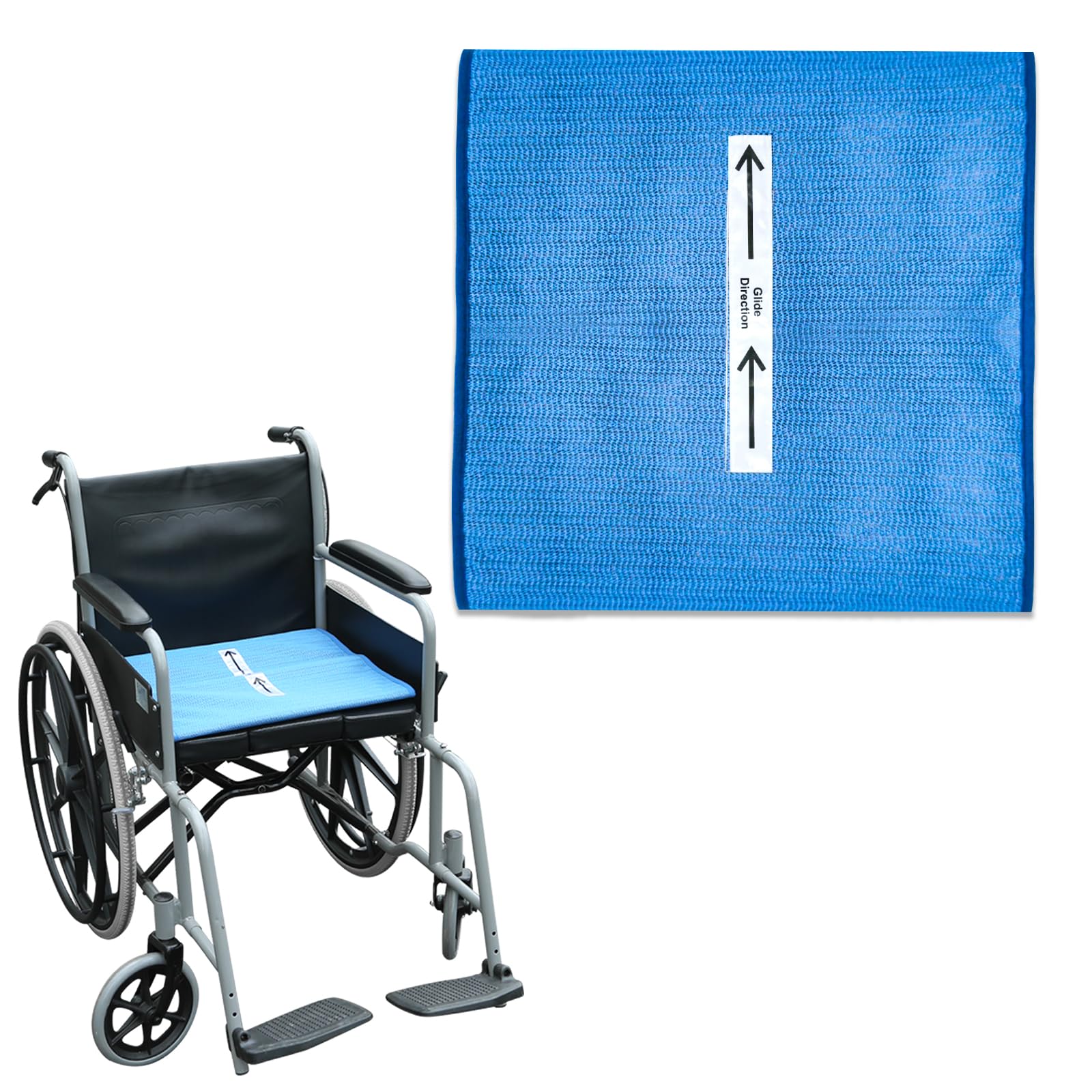 EZHOISLING One Way Tubular Slide Seat Cushion - Non-Slip Fall Prevention Pad for Elderly/Disabled Use on Any Wheelchair, Chair, or Bed, 17"x17" (Sky