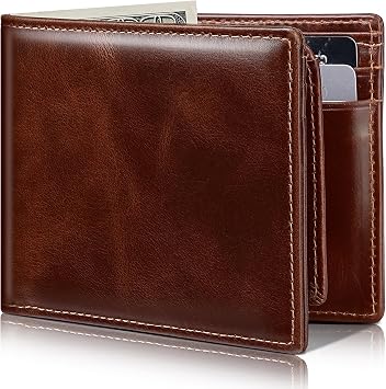 Artpaxy Mens Wallet Bifold Genuine Leather RFID Blocking Wallet for Men with 2 ID Windows 12 Card Holders 2 cash pockets 1 Gift Box