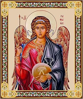 Needzo Archangel Saint St Raphael Icon The Healer Wooden Small 3 Inch