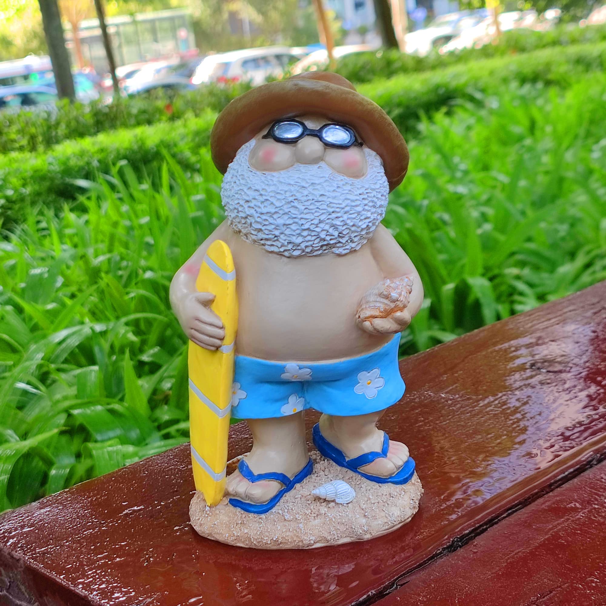 Garnome Garden Gnomes Statue, Funny Garden Gnomes Holding The Surfboard