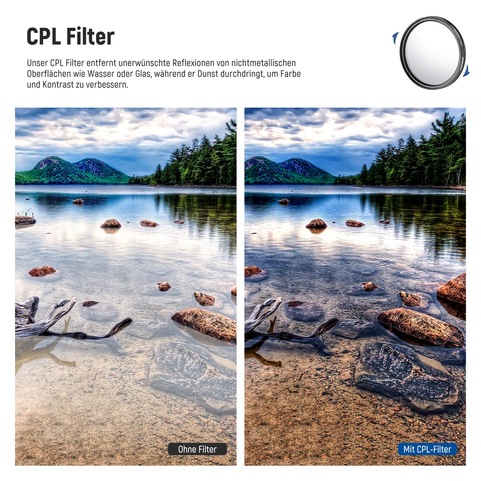 NEEWER 67mm ND Filter Set ND/CPL(Polfilter)/UV/FLD/Nahfilter Objektivzubehör ND2 ND4 ND8 Graufilter Set (+1/+2/+4/+10) Tulpen Blende, zusammenklappbarer Gummi Blende, Objektivdeckel, Filterbeute