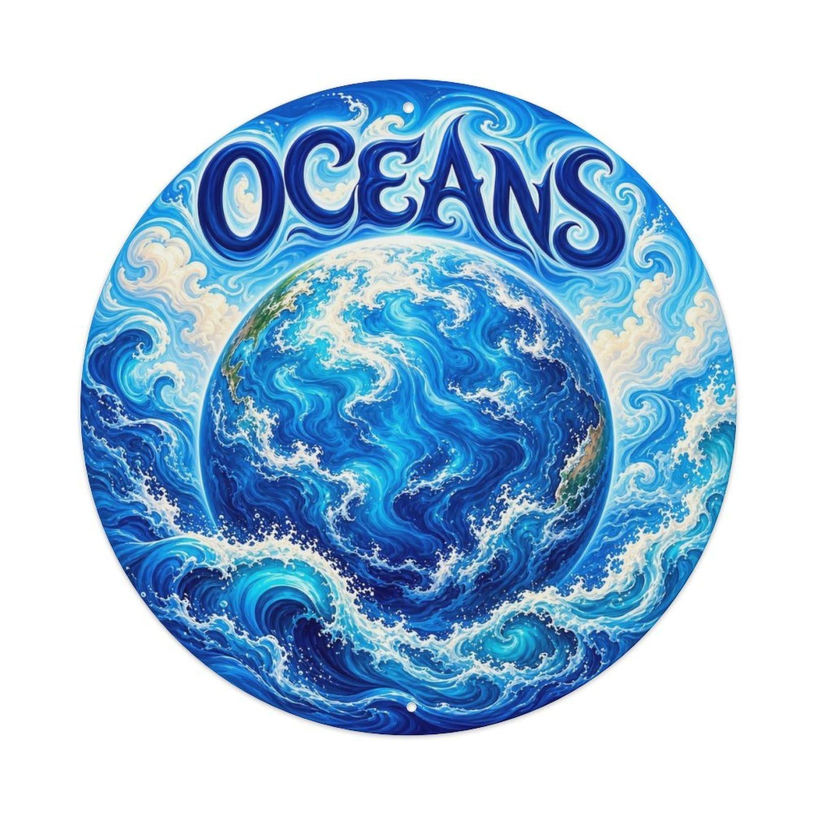 Space Age Blue Planet Oceans Starscape Stellar Sky Metal Tin Sign