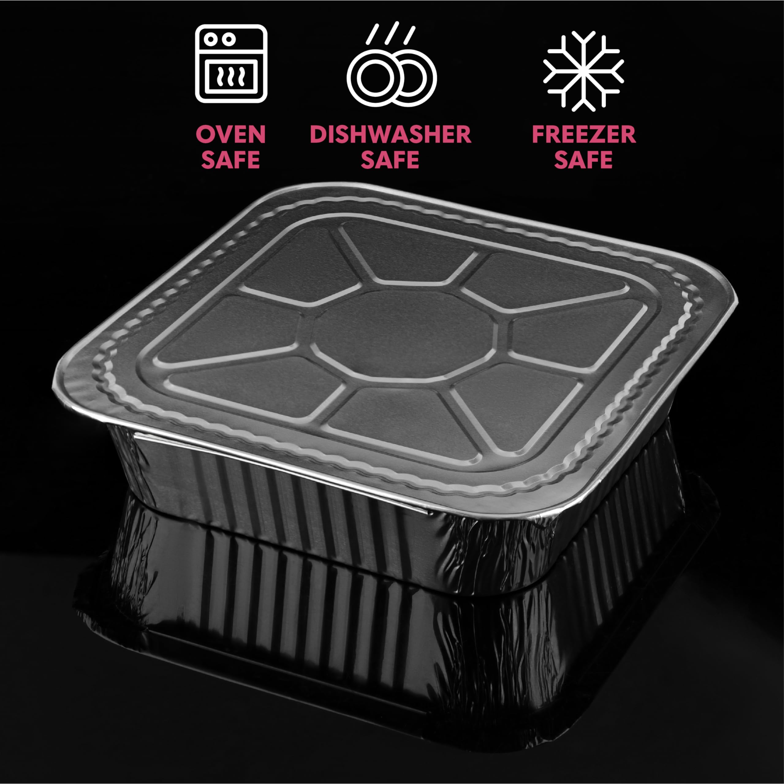 Contenitori Alluminio Misura 6A 100 Contenitori Takeaway In Alluminio Con Coperchi - Misura 6A, Vassoi Argentati Per Cibo Cinese Vaschette Alluminio Con Coperchio - Foto 11