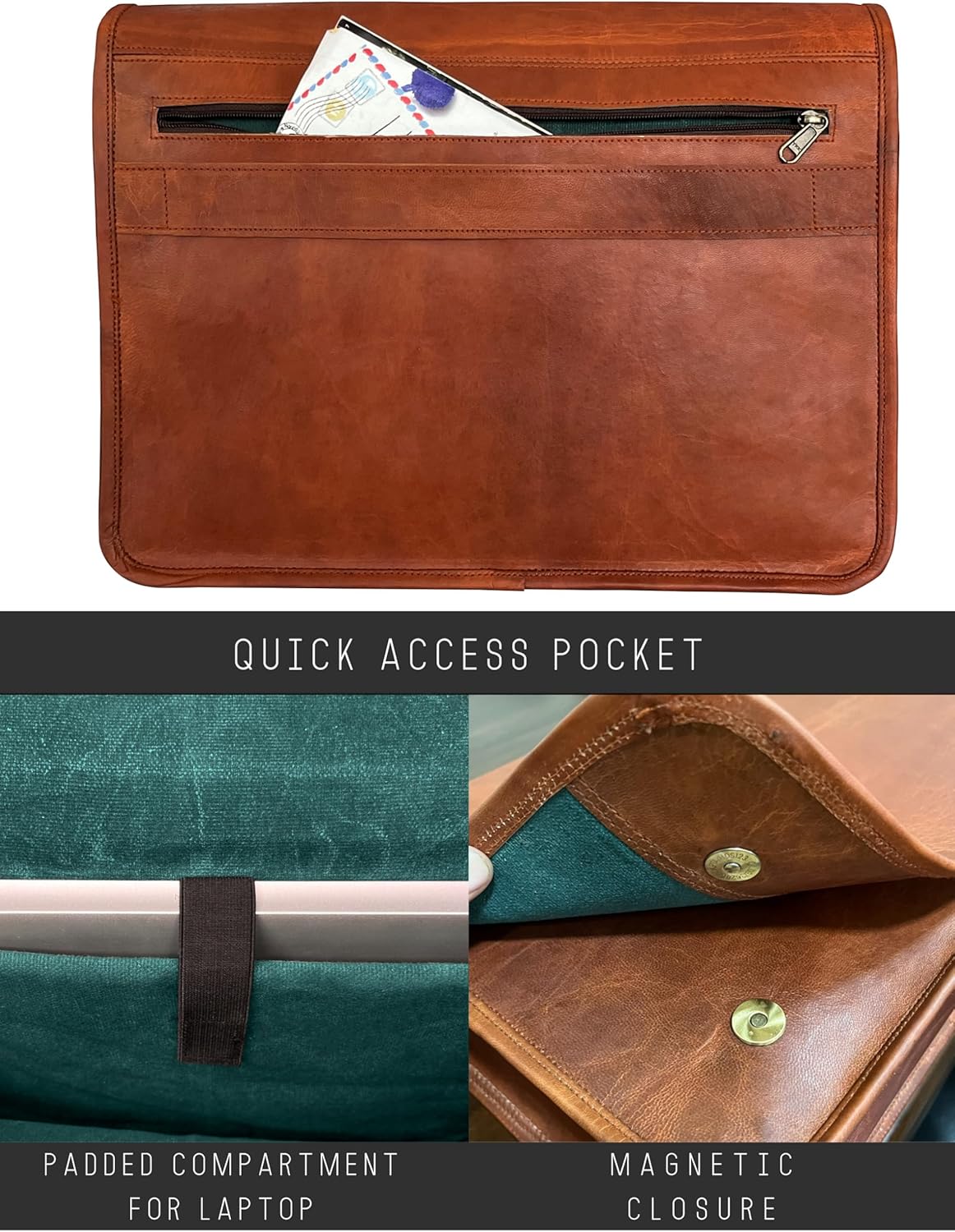 Medium Brown Genuine Leather Unisex Messenger Bag